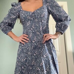 J. Crew Liberty Fabrics Blue Paisley Tie-Neck Midi Dress